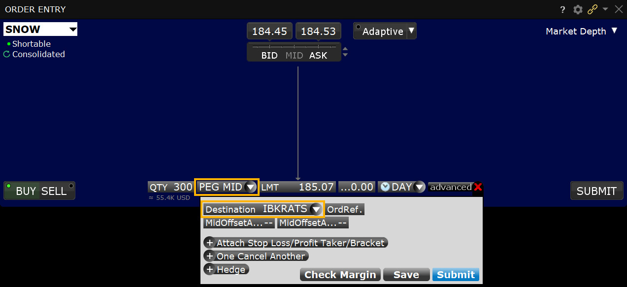 IBKR ATS Pegged to Midpoint Order